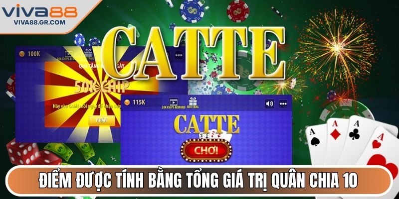 Điểm được tính bằng tổng giá trị quân chia 10