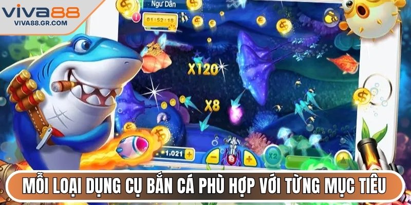 Mỗi loại dụng cụ bắn cá phù hợp với từng mục tiêu