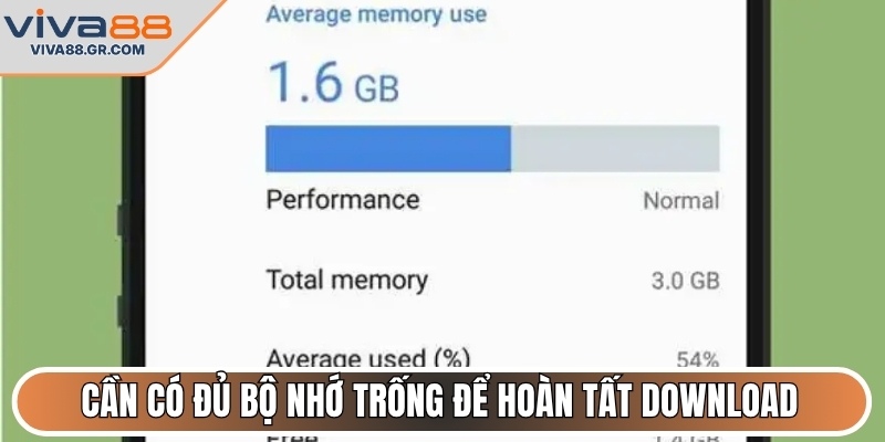 Cần có đủ bộ nhớ trống để hoàn tất download ứng dụng